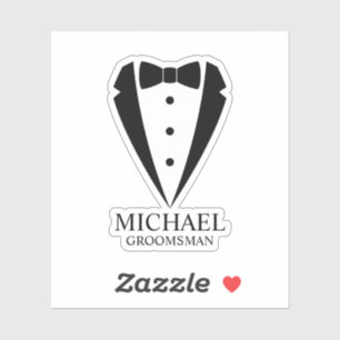 Zwarte bruiloft Tuxedo pak Gepersonaliseerde Groom Sticker