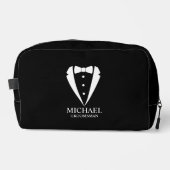 Zwarte bruiloft Tuxedo pak Gepersonaliseerde Groom Toilettasje (Voorkant)