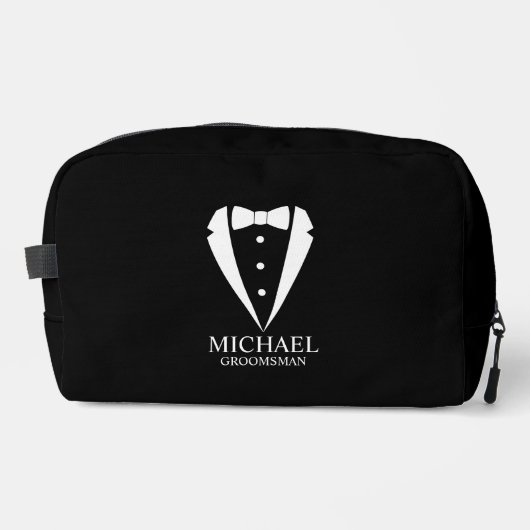 Zwarte bruiloft Tuxedo pak Gepersonaliseerde Groom Toilettasje (Voorkant)