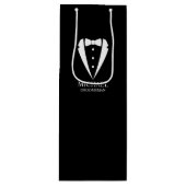Zwarte bruiloft Tuxedo pak Gepersonaliseerde Groom Wijn Cadeautas (Voorkant)