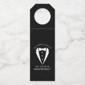 Zwarte bruiloft Tuxedo Suit Groomsman Voorstel Flessenhanger (Voorkant)