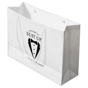 Zwarte bruiloft Tuxedo Suit Groomsman Voorstel Groot Cadeauzakje