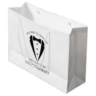Zwarte bruiloft Tuxedo Suit Groomsman Voorstel Groot Cadeauzakje