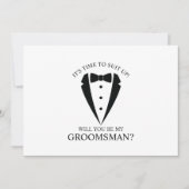 Zwarte bruiloft Tuxedo Suit Groomsman Voorstel Kaart (Voorkant)