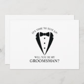 Zwarte bruiloft Tuxedo Suit Groomsman Voorstel Kaart (Voorkant / Achterkant)