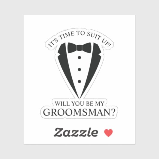 Zwarte bruiloft Tuxedo Suit Groomsman Voorstel Sticker (Vel)