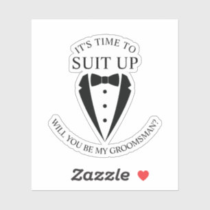 Zwarte bruiloft Tuxedo Suit Groomsman Voorstel Sticker