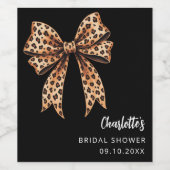 Zwarte bruiloftssluiers met luipaardprint en strik wijn etiket (Enkel label)