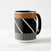 Zwarte, bruine en witte Mok - Chic in Stripes (Voorkant rechts)