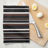 Zwarte, bruine en witte streepjescode theedoek (Quarter Fold)