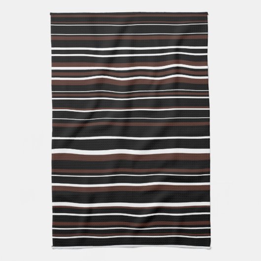 Zwarte, bruine en witte streepjescode theedoek (Verticaal)