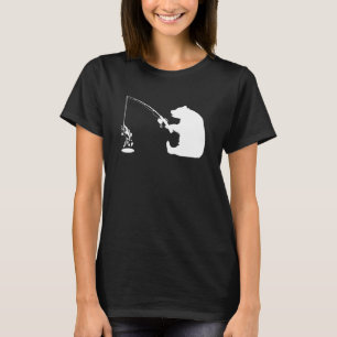 Zwarte Bruine Grijze Beer Vissen Visser Humor Vrou T-shirt