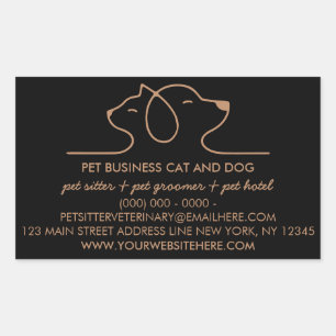 Zwarte Bruine Hond Kat Logo Dierenarts Huisdier Rechthoekige Sticker