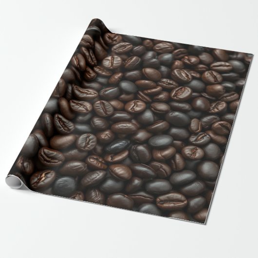 Zwarte bruine koffiebonen cadeaupapier (Uitgerold)