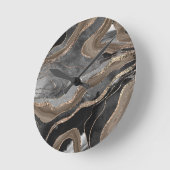 Zwarte bruine marmer Agate Gold Glitter Glam #1 Ronde Klok (Hoek)