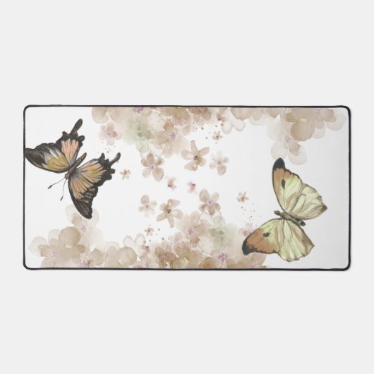 Zwarte bruine vlinder met witte achtergrond bureaumat (Voorkant)