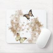 Zwarte bruine vlinders met bloemen muismat (Met muis)