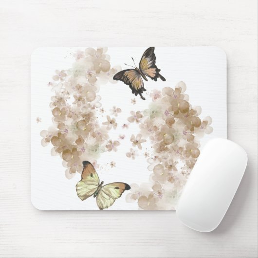 Zwarte bruine vlinders met bloemen muismat (Met muis)