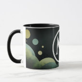 Zwarte Bubble Retro Moderne Monogram Letter Mok (Links)