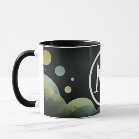 Zwarte Bubble Retro Moderne Monogram Letter Mok (Links)