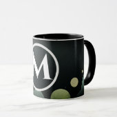 Zwarte Bubble Retro Moderne Monogram Letter Mok (Voorkant rechts)