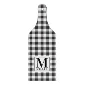 Zwarte Buffalo Check Farmhouse Monogram Glas Snijplank (Voorkant)