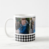 Zwarte Buffalo Check Kerst Foto Collage Koffiemok (Links)