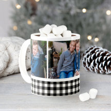 Zwarte Buffalo Check Kerst Foto Collage