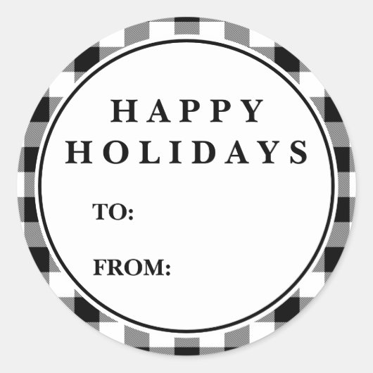 Zwarte Buffalo met kerstcadeaunaam voor patroon Ronde Sticker (Voorkant)