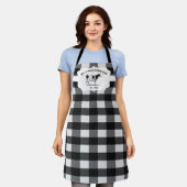 Zwarte Buffalo Plaid Boerderij Koe Schort (Gedragen)
