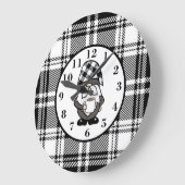 Zwarte Buffalo Plaid Gnome Grote Klok (Hoek)