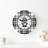 Zwarte Buffalo Plaid Gnome Grote Klok (Huis)