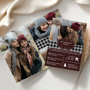 Zwarte Buffalo Plaid Jaaroverzicht Kerstfoto Feestdagen Kaart