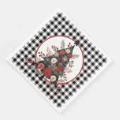 Zwarte Buffalo Plaid Kerstmis Servet (Hoek)