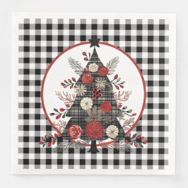 Zwarte Buffalo Plaid Kerstmis Servet