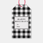 Zwarte Buffalo Pset Pattern Kerstnaam Cadeaulabel (Voorkant)