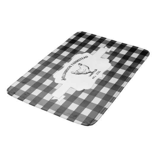 Zwarte Buffel geruite Boerderij kipbadmat Badmat (Gekanteld)