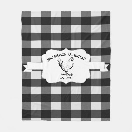 Zwarte Buffel Plaid Boerderij Kip Fleece Deken (Voorkant)