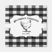 Zwarte Buffel Plaid Boerderij Kipmagneet Magneet (Voorkant)