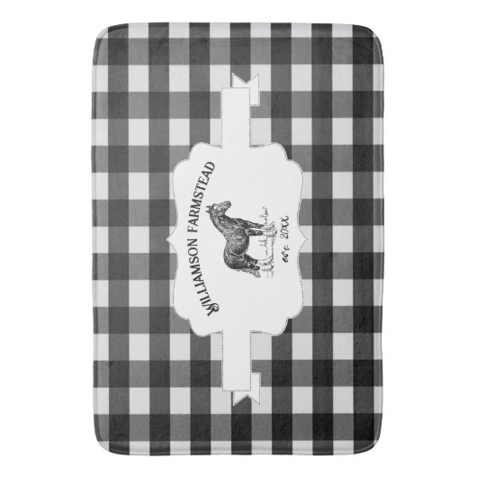 Zwarte Buffel Plaid Boerderij Paardenbadmat Badmat (Voorkant Verticaal)