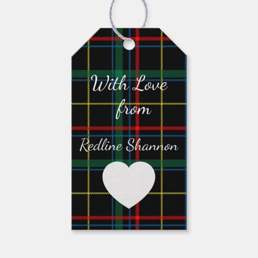 Zwarte Buffel Plaid Kerstmis Cadeaulabel (Voorkant)