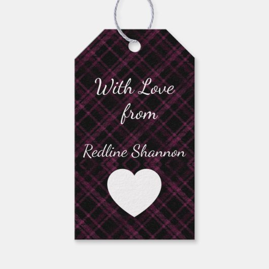 Zwarte Buffel Plaid Kerstmis Cadeaulabel (Voorkant)