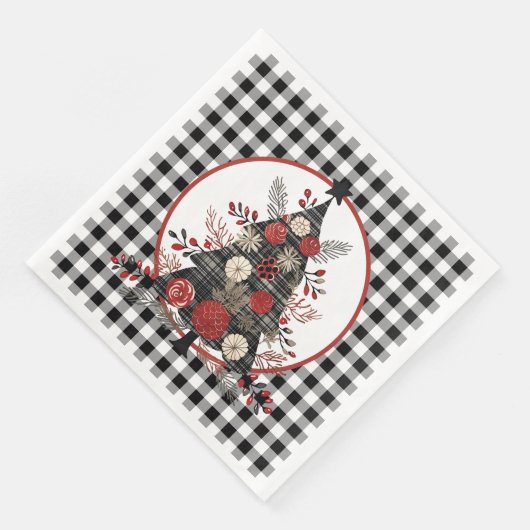 Zwarte Buffel Plaid Kerstmis Servet (Hoek)