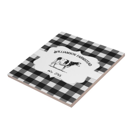 Zwarte buffelplaat Boerderij Koe Tegeltje (Zijkant)