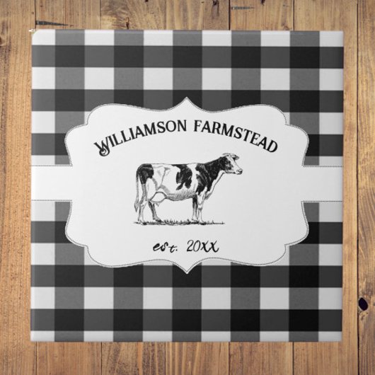 Zwarte buffelplaat Boerderij Koe Tegeltje