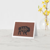 Zwarte Buffels op Bruin Kaart (Gele Bloem)