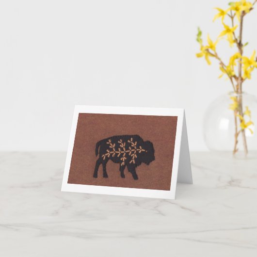 Zwarte Buffels op Bruin Kaart (Gele Bloem)