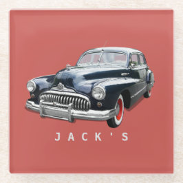 Zwarte Buick Custom uit de jaren 40 Glazen Onderzetter