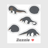 Zwarte buikschubdieren sticker (Vel)