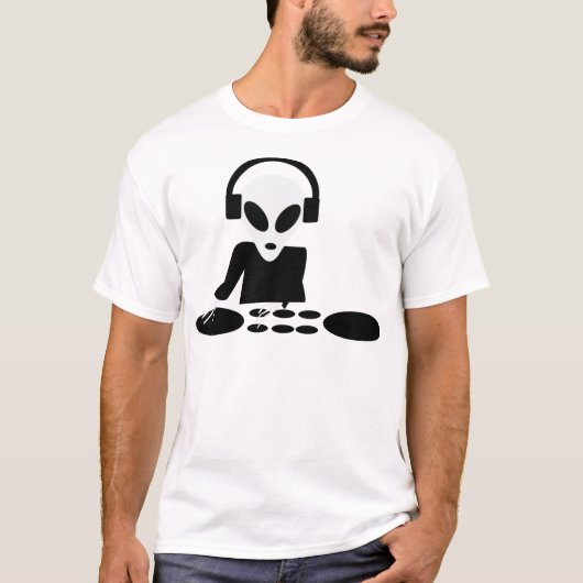 zwarte buitenaardse draaitafel dj - pictogram t-shirt (Voorkant)